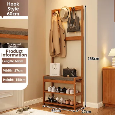 Shoe Changing Bench with Storage Solid Wood Long Entry Hall Seat Soft Cushioned