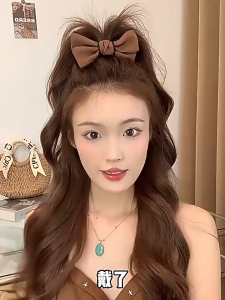 คลิปหนีบผมทรงลูกบอลโบว์สองด้าน เครื่องประดับผมสำหรับผู้หญิง คลิปผมหางม้าสูง คลิปฉลามใหม่