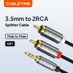 CABLETIME RCA Cable 3.5mm to 2RCA Aux Audio 2RCA Splitter RCA Jack 3.5 Cablefor TV Box Video Amplifier Speaker Wire Cord