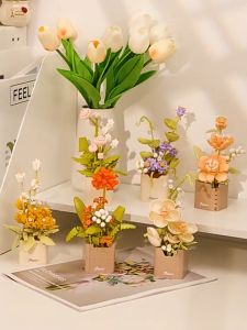 Mainan Flower Nano Block Bunga Pot Tanaman DIY Mainan Hadiah untuk Dekorasi Desktop