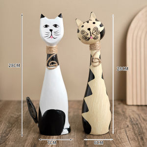 Wooden Animal Living Room Hand-Made Cat and Fish Chicken Wood Carving Home Office Shelf Decoration Birthday Gift