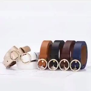Vintage Metal Gold O Ring Buckle Women Fashion Belt Solid Soft PU Leather Belt Strap Belts for Jean Dress Pants Girl Waistband Casual Womens Leather Belt for Jeans Trousers Dressup