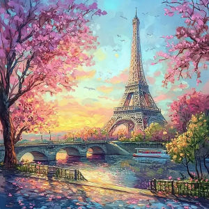 Jigsaw Puzzle for Adults 500/1024PCS Paris Flower Bridge Artwork Mindful Game Stress Relief Decor Gift