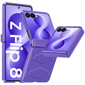 For Galaxy Z Flip 8 Built-in Tempered Glass Screen Protector Hinge Protection Shockproof Anti-Drop Phone Case-Orange