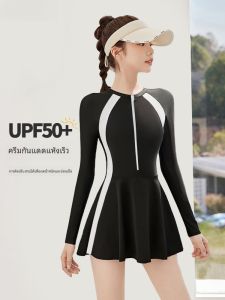 Womens One-Piece Swimsuit Long Sleeve Sporty Conservative Cover-Up Summer 2025 Swimwear Casual Style with Chest Pad No Steel Ring
