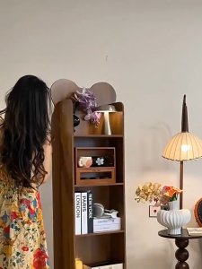 EURAKE Rotating Mirror Multi Layer Shelf Mirror With Storage Open Storage Shelves Mirror Shelf Combo Bedroom Corner Rack