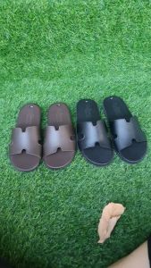 Dép nam da quai ngang chữ H Trường Hải màu nâu da bò thật DN140N