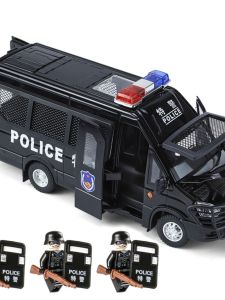 Large 1:24 Diecast Police Car Toy for Boys Simulation Metal Alloy Police Vehicle Collectible Model Vehicle Golden Square Toy