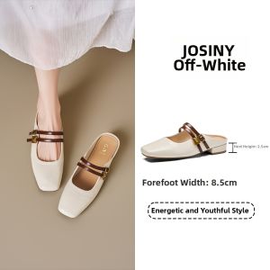Josiny | French Style Square Toe Slip On Half Slippers