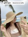 Summer Womens Sun Ultra Large Brim Foldable Sunscreen Beach Vacation Hat Casual round Top Youth Suitable Butterfly Knot. 