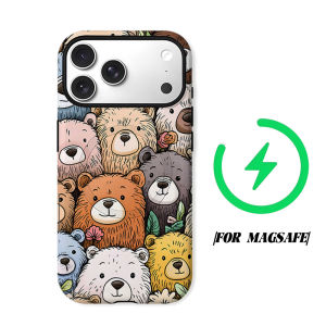 Cute Bear Phone Case for iPhone 18 17 16 15 14 13 12 11 Air Pro Max Plus Double-layer Cover