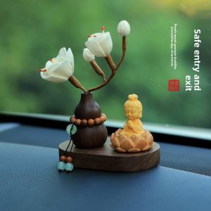 FANHAILIANYIN | Peach Wood Guanyin Scented Car Ornament