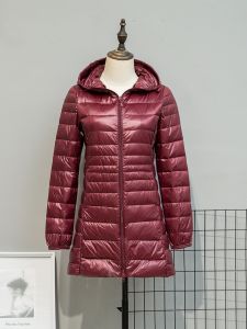Winter Lightweight down Jacket Womens plus-Sized 100.00kg Mid Length Long Length Mothers Wear Super Lightweight Ultra-Thin
