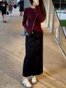 ชุดสองชิ้นแฟชั่นฤดูใบไม้ผลิ 2025 สำหรับผู้หญิงวัย 25-35 ปี แขนยาว ทรงหลวม เอวสูง สไตล์ลำลอง สีสันสดใส ทรงเข้ารูป