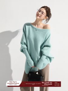 THROUS | Áo Len Dệt Thùng Kiểu Dáng Batwing Trễ Vai Bất Đối Xứng