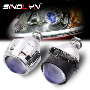 Sinolyn 2.5" Blue/Clear H4 H7 Bi-xenon Projector Headlight Lens Mini 8.0 WST High Low Beam Use H1 HID Bulb For Car Motorcycle Headlamp Accessories Retrofit DIY