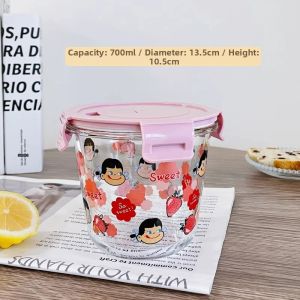 Heat Resistant Glass Microwave Oven Heating Food Storage Box Sealed with Lid Fridge Soup Bowl High Temperature Resistant Home Use