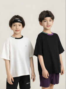 Comfy Stylish Color Block Round Collar T-Shirts Kids Medium to Large