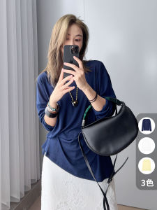 Meiyang Haoran T-Shirt Casual Long Sleeve round Neck Top with Mist Texture for Women Polyester Fiber Loose Fit Autumn Wear