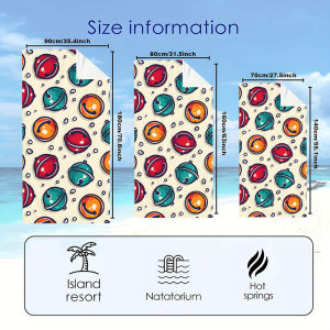 Cartoon Christmas Bell Beach Towels Ultra Lightweight Quick Drying Super Absorbent Summer Essential Fast-Drying Towel for Beach