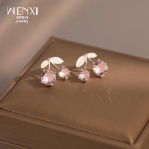 WENXI | Zircon White Cherry Earrings Minimalist Versatile Small Unique Design
