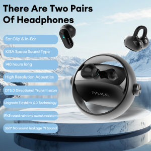 PAXA Comfort Clip On Sports Earphone Bluetooth 5.4 Earphones Acoustics Earbuds Sports Long Endurance Call Bass Boost Headphones