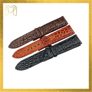 Dây đồng hồ nam size 20mm vân hông da cá sấu thật tặng kèm cốt không khóa bảo hành 01 năm Men Leather M20DH6H dây đeo đồng hồ nam