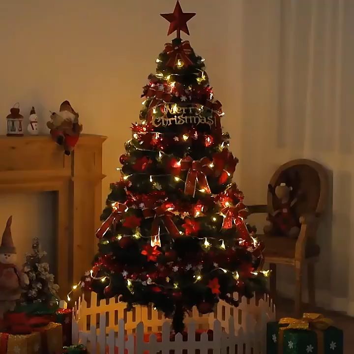 5FT Christmas Tree Metal Stand,  With Christmas lights Lightweight and Easy to Assemble, New Year Indoor Outdoor Decoration Tree