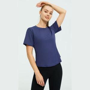 เสื้อโยคะเซ็กซี่สำหรับผู้หญิง เสื้อยืดกีฬาไร้ตะเข็บ เสื้อผ้าออกกำลังกาย แขนสั้น เสื้อโยคะ เสื้อยิม เสื้อวิ่ง ชุดออกกำลังกาย เสื้อกีฬาผู้หญิง