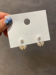 🌟 Bông tai cá nhân nhỏ Bowknot Bông tai kim cương Bông tai dễ thương FAVOURIE