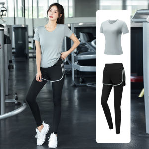 Womens Yoga Fitness Outfit Set Quick Dry Running Clothes Professional Morning Run Sportswear Breathable Comfortable Long Pants