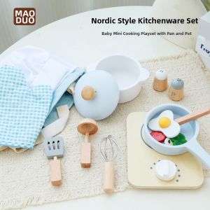 UMU | Childrens Wooden Kitchen Toy Set Roleplay Cooking Utensils