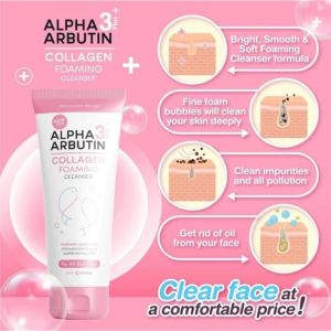 Chính hãng -Sữa Rửa Mặt Dưỡng Trắng Da Ngăn Ngừa Mụn Alpha Arbutin Collagen Foaming Cleanser Thái Lan 120ML Chính Hãng - LAIS STORE