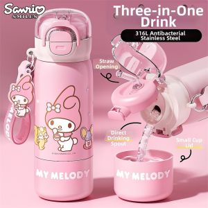 Deanbarry | School Use Cute Design Dual Drinking Straw Water Cup For Children Girl