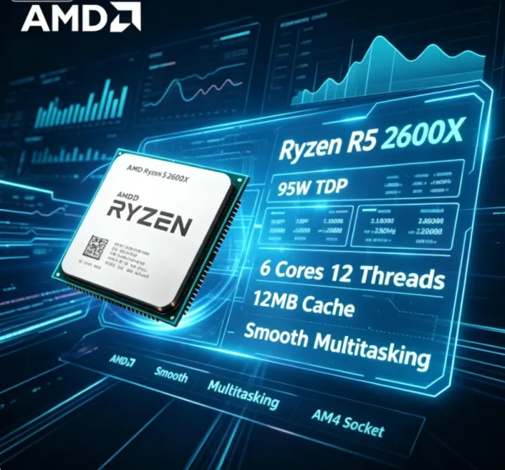 AMD | High Frequency AMD Ryzen 5 2600X AM4 CPU 4.2GHz Max Speed Multi-Thread Casual Gaming Video Editing Desktop Processor No Fan