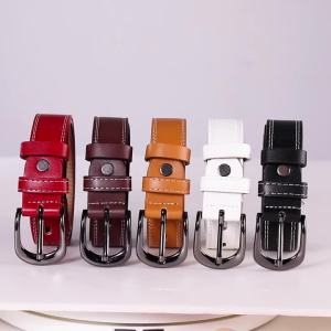 Womens belt retro bright thread needle buckle womens belt simple soft leather decoration jeans dress versatile casual belt