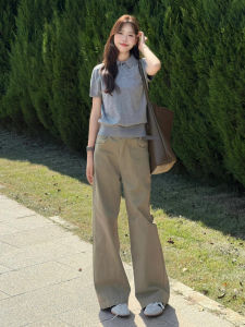 American Retro Khaki Straight Leg Jeans Womens Loose Fit High Waist Wide Leg Pants Autumn New Style Casual Cotton Denim