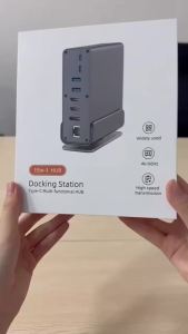 kebidumei | KEBIDUMEI Vertical Docking Stations 15Ports Type C to 2*HDMI&DP 4K60Hz Gigabit Ethernet Adapter USB3.2 10Gbps for Laptop Macbook