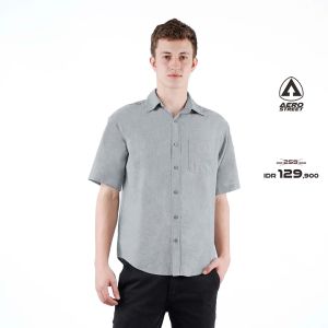 Aerostreet Kemeja Oxford Pendek Catra Black QFA3A