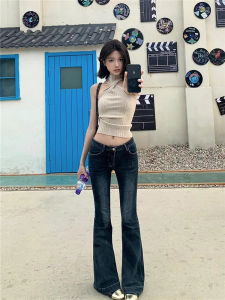 Quần Jeans Nữ Ống Loe Cạp Thấp Phong Cách Đường Phố Mỹ Quần Dài Đến Sàn Ôm Dáng Đơn Giản Mùa Hè 2024 Quần Jeans Nữ