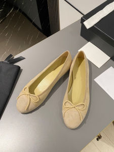 Fall New Style Small Fragrance Flat Bottom Shoes Womens Genuine Leather Butterfly Knot Split Color Lamb Skin Casual Single Shoes