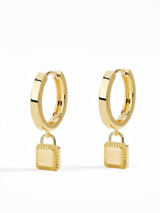 Classic Lock Design 18k Gold Stud Earrings