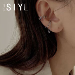 Retro Hong Kong Style Tassel Clip-On Earrings Womens Simple Chic Diamond Embedded No Piercing Ear Cuff Fashion Jewelry