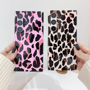 Pink Leopard Print Phone Case Full Cover Galaxy S24+ S23+ S25 Ultra Protective Shell Womens New Hard Anti-Fall Elegant Design
