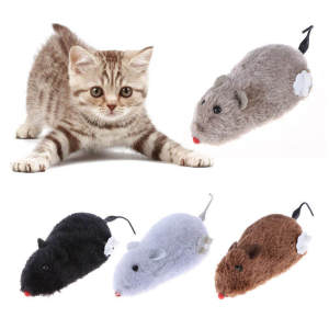 Kitten Clockwork Spring Mouse Plush TPR Cat Mechanical Motion Running Rat Toys Pet Supplies Interactive Playing Doll
