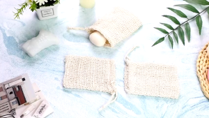 5Pcs Natural Soap Pouch Soap Bar Bag Mesh With Drawstring Sisal Soap Saver Pouch Massage Exfoliating