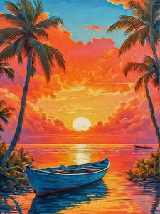Huacan DIY Diamond Painting Kit Landscape Cactus Sailboat Sunset Full Square Round Drill Diamond Mosaic Complete Kit Home Decor