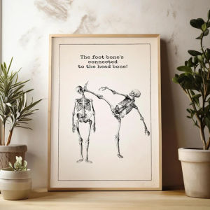 Vintage Anatomy Wall Art Medical Student Gift Taekwondo Gift Humorous Anatomy Print Funny Skeleton Canvas Art Poster
