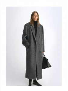 South American Alpaca and Australian Wool Premium Double-Breasted Notched-Collar Womens Winter Coat