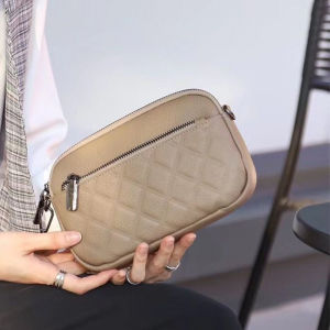 Versatile Top Layer Cowhide Leather Small Crossbody Bag Womens Handbag Summer New Diamond Pattern Large Capacity Mobile Phone Bag